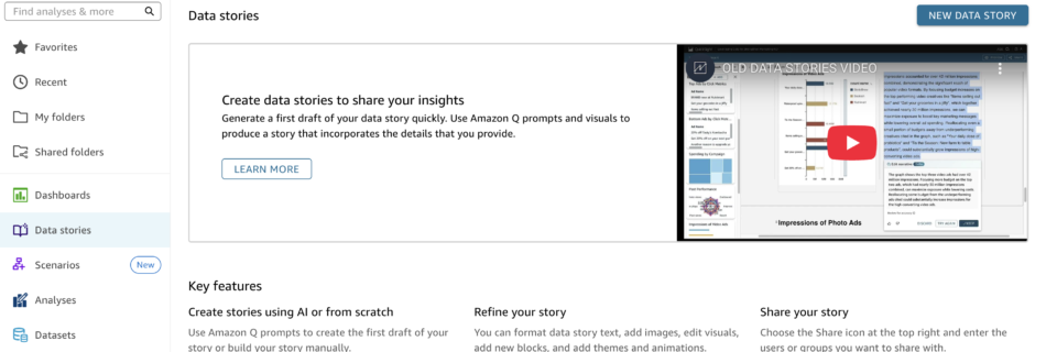 selecting new data story